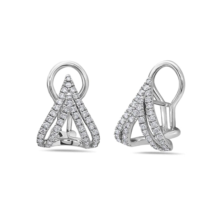 Charles Krypell 18K White Gold Diamond Double V Stud Earrings- 1-9375-WD