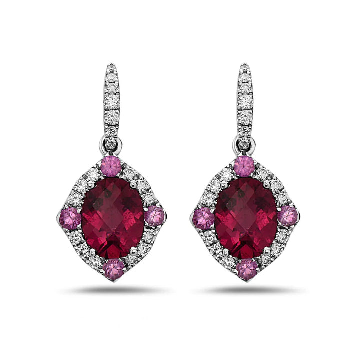 Charles Krypell Pastel Diamond & Rubellite Drop Opulent Oval Earrings - 1-7245-WRPS