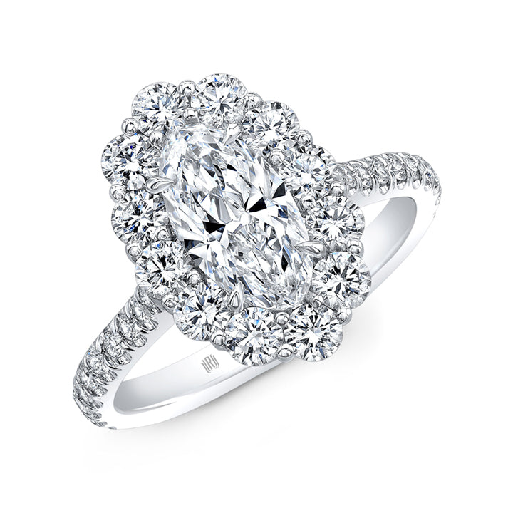 Rahaminov 18K White Gold 0.69ct Movál Cluster Diamond Engagement Ring - M34-0105