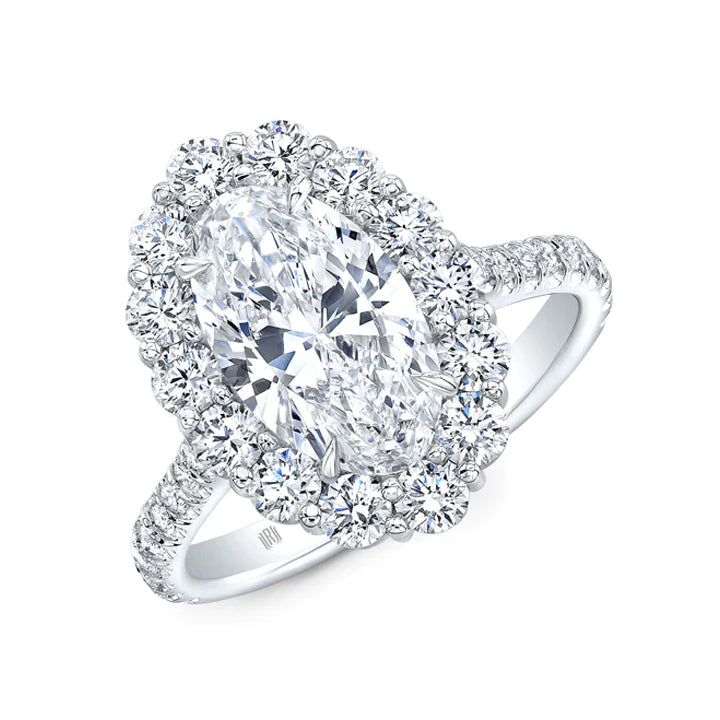 Rahaminov Platinum 2.00ct Movál Cluster Diamond Engagement Ring - M84-0017