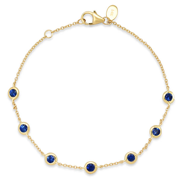 Eriness 14K Yellow Gold Blue Sapphire Bezel Set Bracelet - SBB9-YG-BS