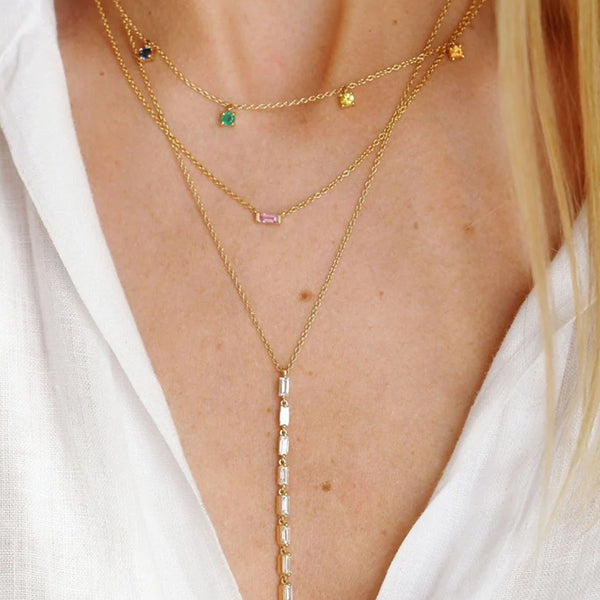 Eriness 14K Yellow Gold Rainbow Charm Necklace - SBN42-YG-MC