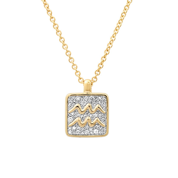 Eriness 14K Yellow Gold Aquarius Diamond Necklace - SBN113-YG-WD