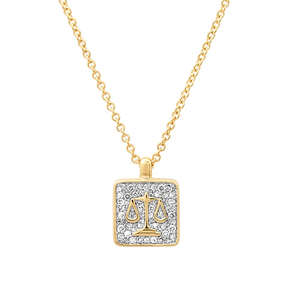 Eriness 14K Yellow Gold Libra Diamond Necklace - SBN114-YG-WD