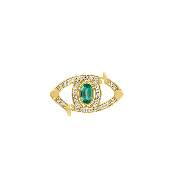 Eden Presley 14k Yellow Gold Emerald Diamond Eye Lock Charm - MNT-P-105-EYE-EM