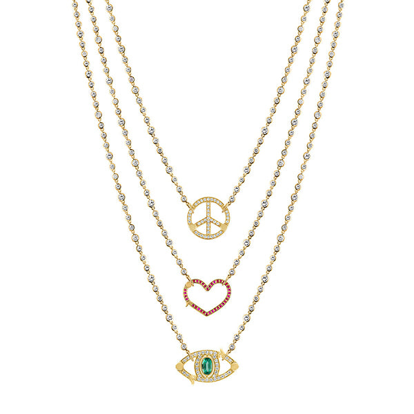 Eden Presley 14k Yellow Gold Emerald Diamond Eye Lock Charm - MNT-P-105-EYE-EM