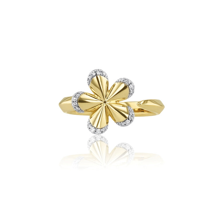Phillips House 14K Yellow Gold Knife Edge Open Small Forget-Me-Not Ring - R2603DY