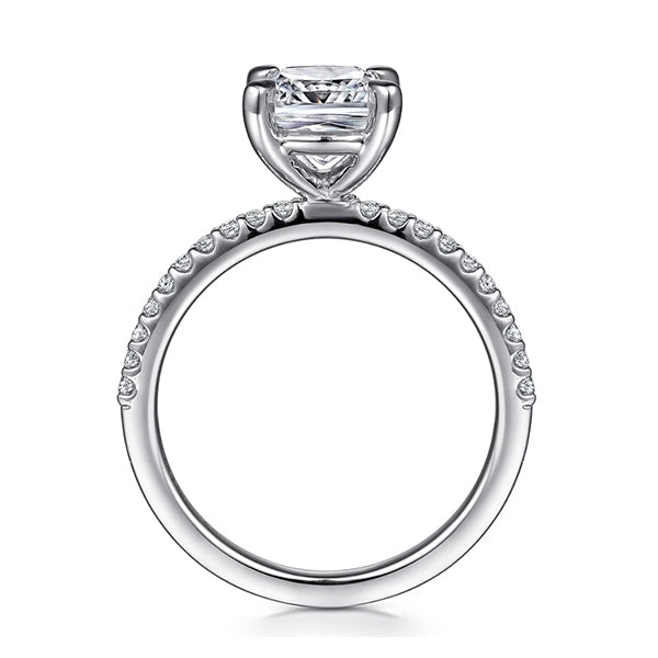 Gabriel & Co 14k White Gold Cushion Cut Diamond Engagement Ring- ER14918C8W44JJ