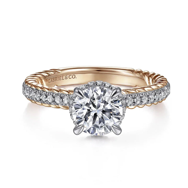 Gabriel & Co 14k White-Rose Gold Round Diamond Hidden Halo Engagement Ring - ER15168R4T44JJ