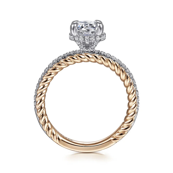 Gabriel & Co 14k White-Rose Gold Round Diamond Hidden Halo Engagement Ring - ER15168R4T44JJ