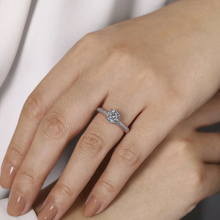 Gabriel & Co 14k White-Rose Gold Round Diamond Hidden Halo Engagement Ring - ER15168R4T44JJ