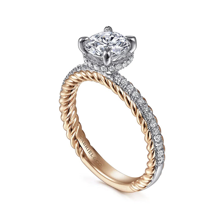Gabriel & Co 14k White-Rose Gold Round Diamond Hidden Halo Engagement Ring - ER15168R4T44JJ