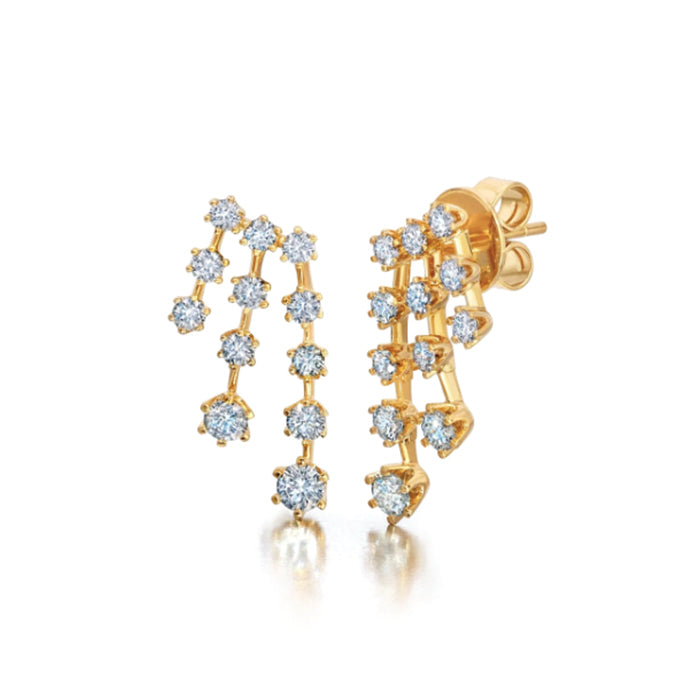 Graziela 18K Gold Floating Diamond Fall Earrings