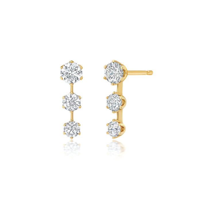Graziela 18K Gold Floating Diamond Triple Drop Earrings