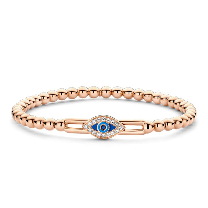 Hulchi Belluni 18K Rose Gold 0.22ctw Diamond Evil Eye Slider Stretch Bracelet - 20373B-RW