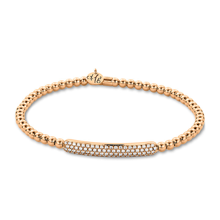 Hulchi Belluni Tresore 18K Rose Gold Diamond Pave Bar Stretch Bracelet - 21318-RW