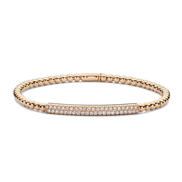 Hulchi Belluni 18K Rose Gold 0.44ctw Diamond Pave Bar Stretch Bracelet- 21348-RW