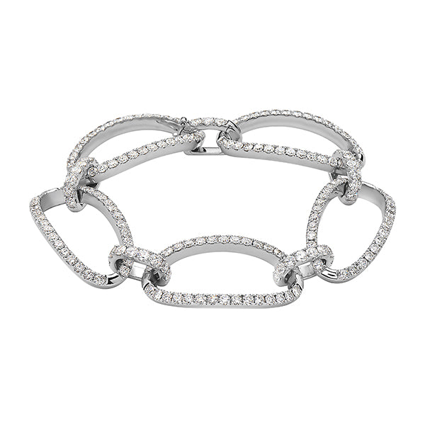 Charles Krypell 18K White Gold 7.80ctw Diamond Oval Link Bracelet - 5-9441-WD