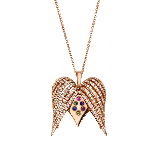 Charles Krypell 18K White Gold & Diamond Angel Heart Pendant - 4-9517-WD20