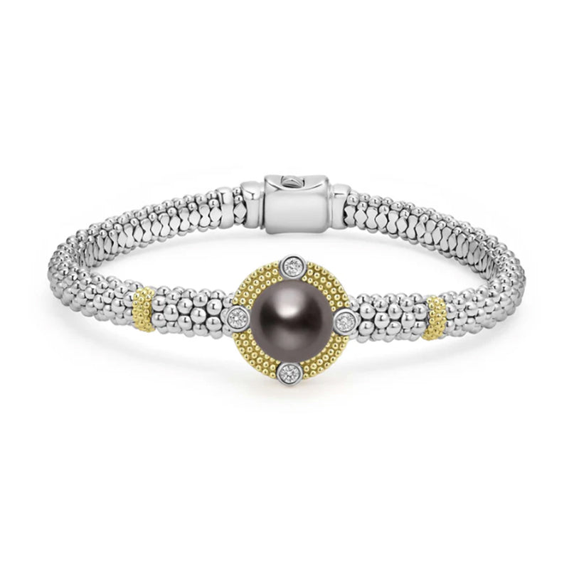 Lagos Luna Tahitian Black Pearl Diamond Caviar Bracelet - 05-81515-MB7