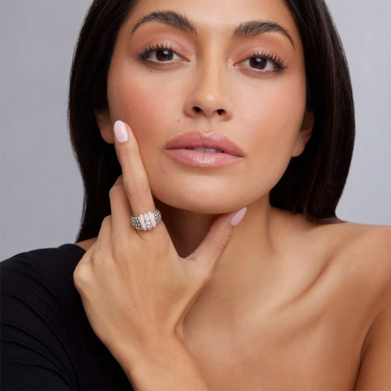 Lagos Pink Caviar Ceramic Diamond Ring - 02-80730-CP7