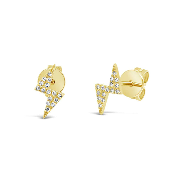 14K Yellow Gold Diamond Lightning Bolt Stud Earrings - SC55007622