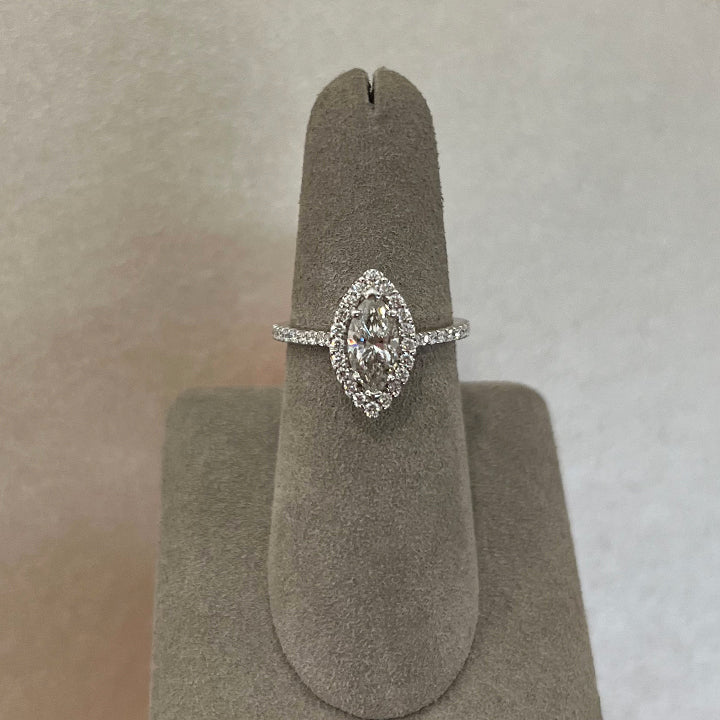 Moyer Collection 14K White Gold 1.04ct Marquise Halo Complete Engagement Ring - 011209