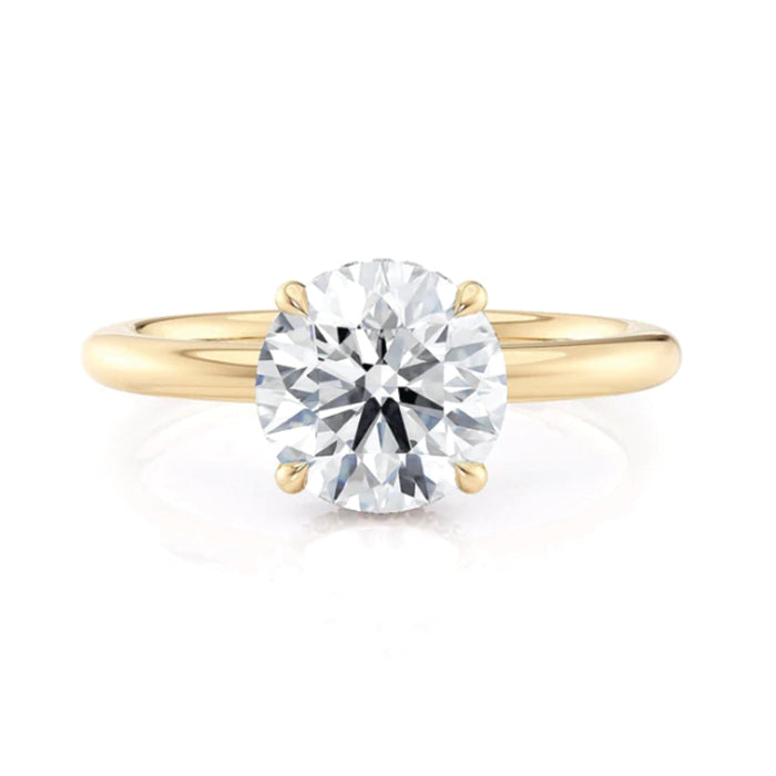 Michael M 18k Gold Round Diamond Solitaire Hidden Halo Engagement Ring- R750-3