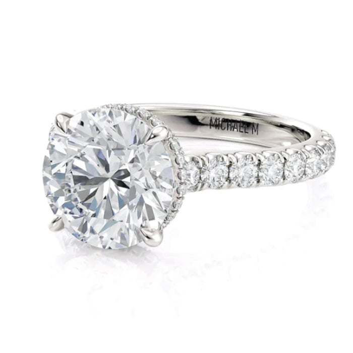 Michael M 18k Gold Classic Round Brilliant Diamond Engagement Ring- R799