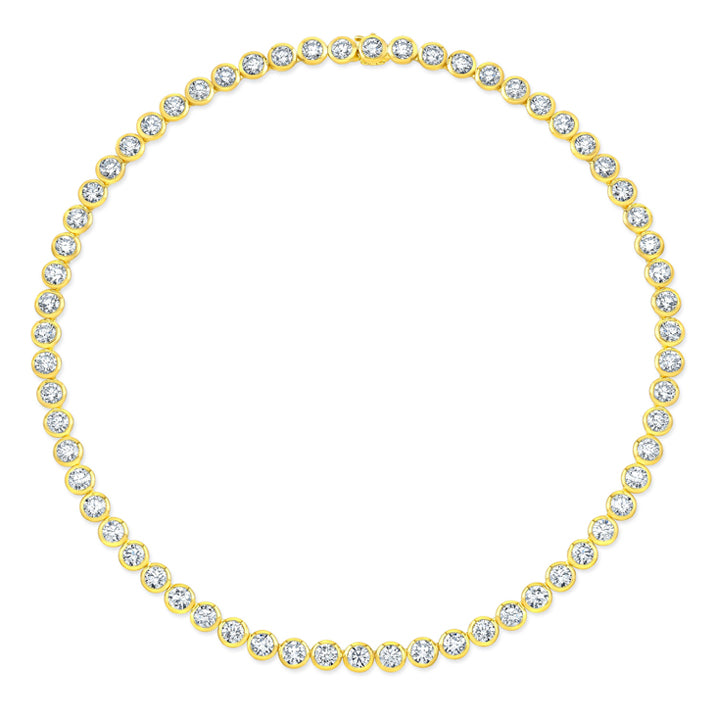 Rahaminov 18K Yellow Gold Diamond Bezel Set Tennis Necklace - NK-8107