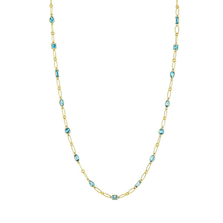 Sloane Street 18k Yellow Gold Mixed Shape Blue Topaz Necklace- SS-CH006J-SWB-Y-18-16