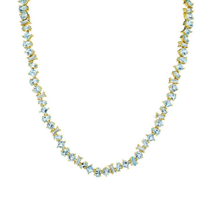 Sloane Street 18k Yellow Gold Mixed Shape Swiss Blue Topaz Tennis Necklace- SS-CH004J-BTSK-Y-16-14