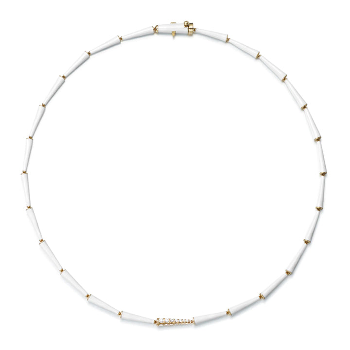 Melissa Kaye 18K Gold Lola White Enamel Linked Necklace