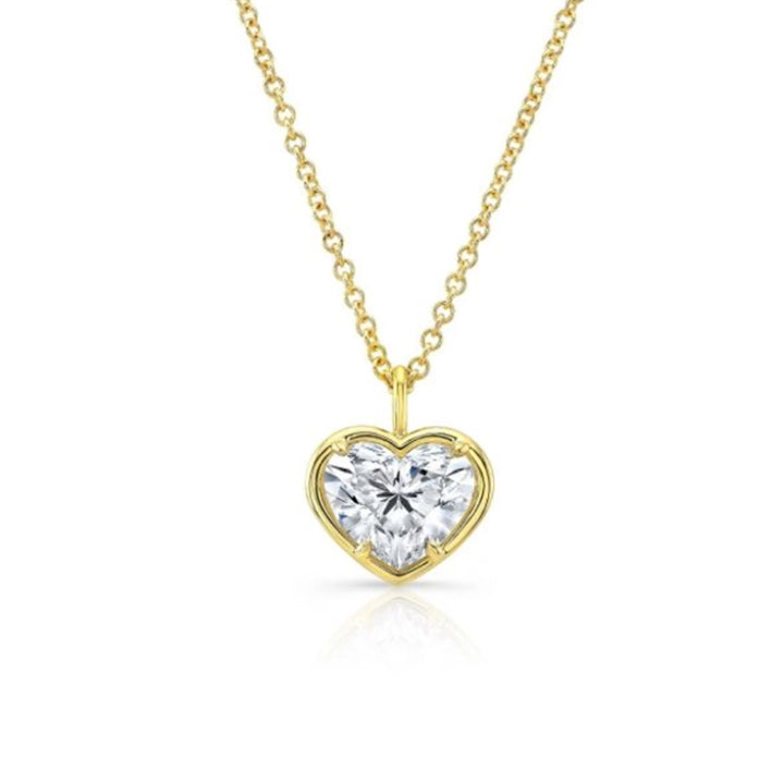 Rahaminov 18K Yellow Gold Diamond Illusion Bezel Heart Shape Pendant Necklace - NK-7520