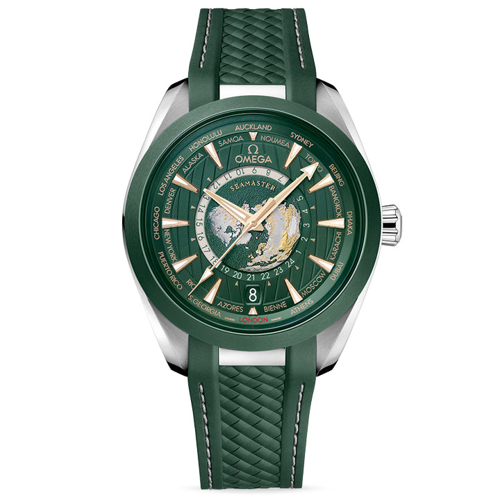 Omega Seamaster Aqua Terra 150M GMT World Timer 43mm Green - 220.32.43.22.10.001