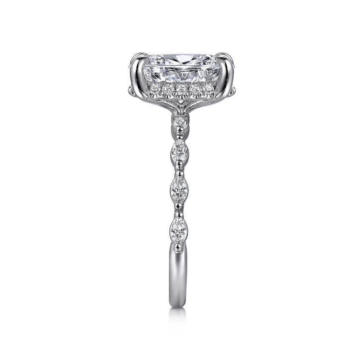 Gabriel & Co 14k White Gold Oval Hidden Halo Double Prong Diamond Engagement Ring - ER16414O8W44JJ
