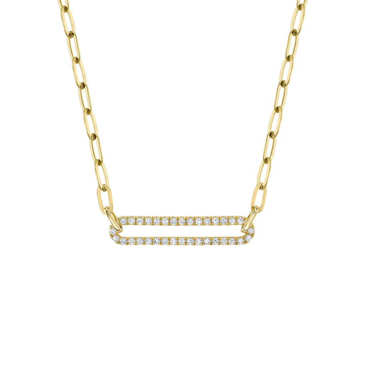 14K Yellow Gold 0.26ctw Diamond Paperclip Link Necklace - SC55023560