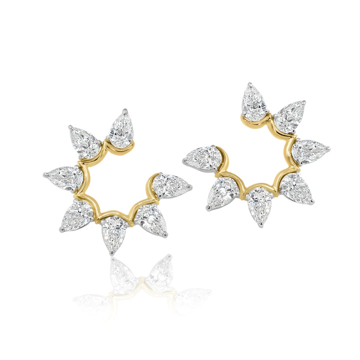 Phillips House 14K Yellow Gold Pear Diamond Fan Earrings - E0011DPTY