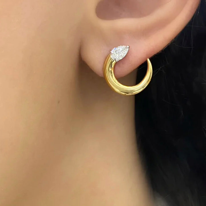 Phillips House 14K Yellow Gold Pear Diamond Crescent Fan Earrings - E0009DPTY