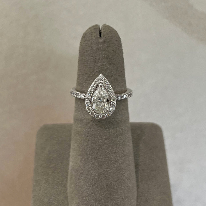 Moyer Collection 14K White Gold 0.80ct Pear Halo Complete Engagement Ring- 470019
