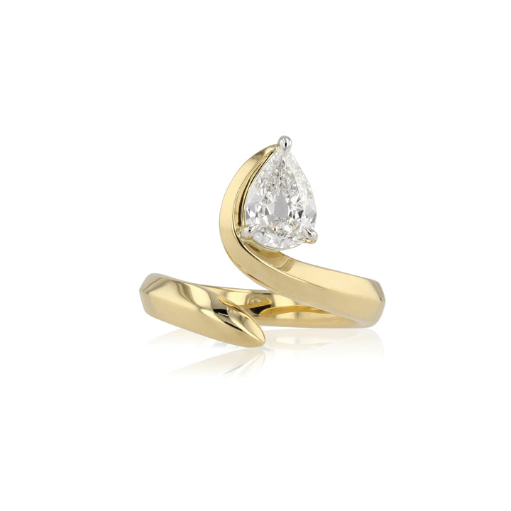 Phillips House 14K Yellow Gold Knife Edge Wrap Pear Ring - R0205DPTY
