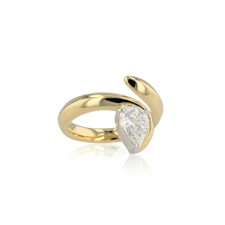 Phillips House 14K Yellow Gold Knife Edge Wrap Pear Ring - R0205DPTY