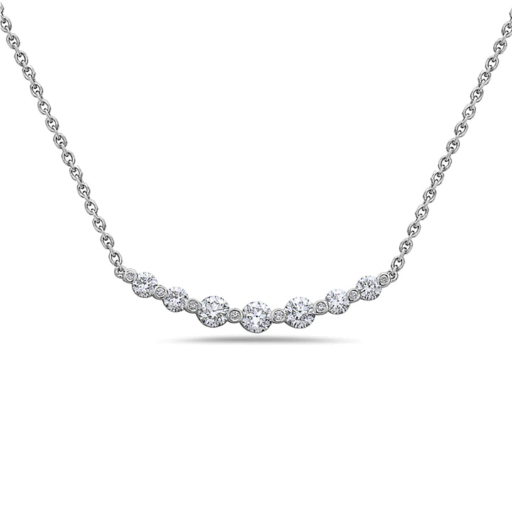 Charles Krypell 18K White Gold Diamond Curved Bar Necklace - 4-9382-WD