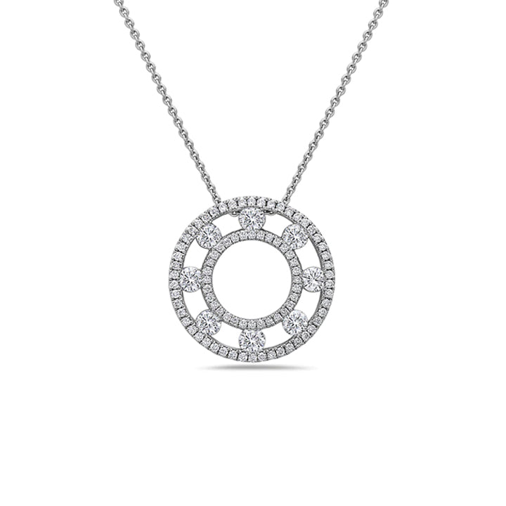 Charles Krypell 18K White Gold Diamond Air Circle Pendant Necklace- 4-9401-WD