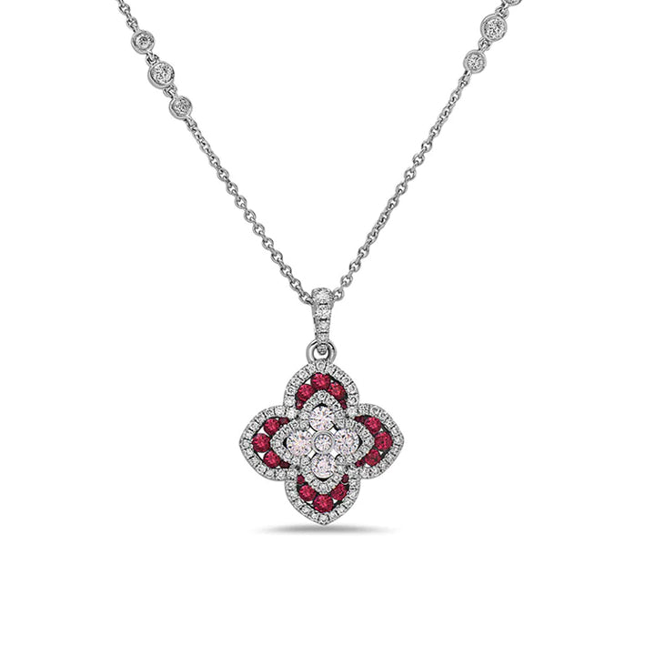 Charles Krypell Pastel Collection 18k White Gold Shining Star Ruby Diamond Pendant - 4-M347-WR