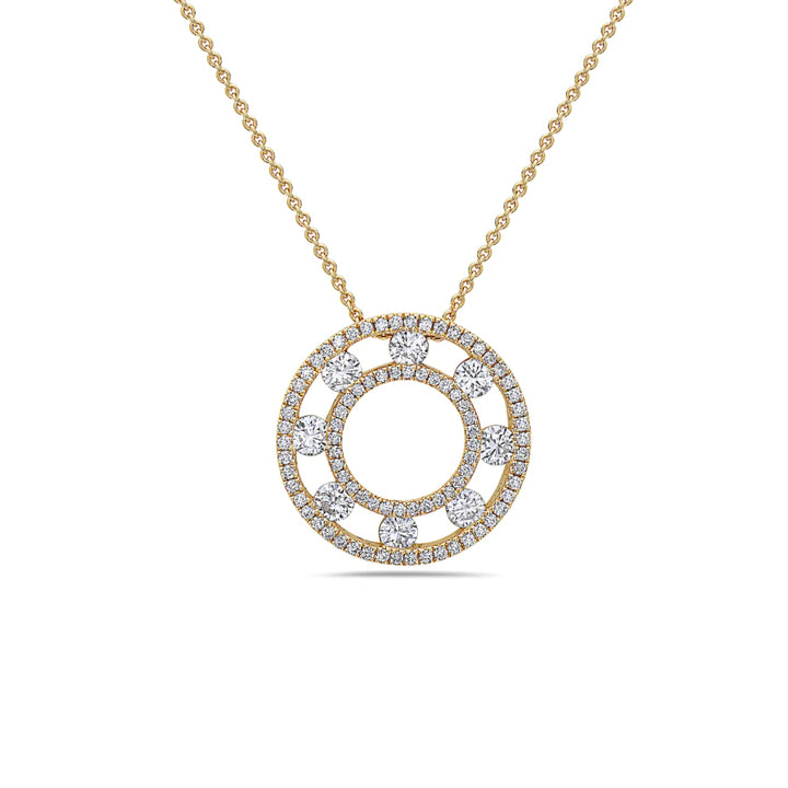 Charles Krypell 18K Yellow Gold Diamond Air Circle Pendant Necklace- 4-9401-YD