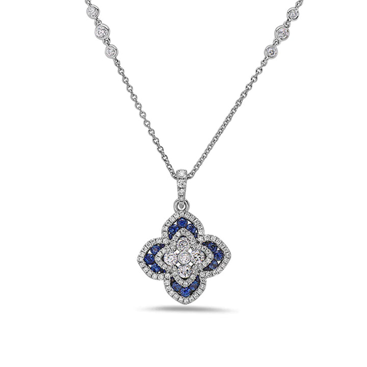 Charles Krypell Pastel Collection 18k White Gold Shining Star Blue Sapphire Diamond Pendant - 4-M347-WR