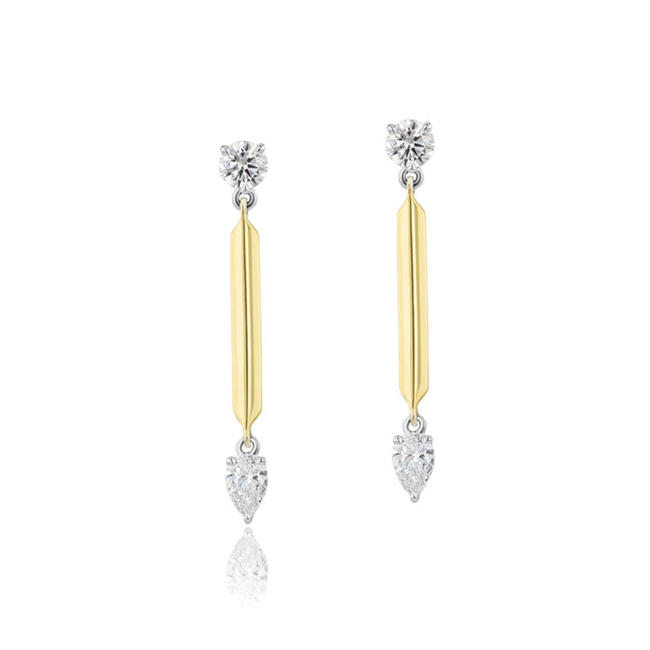 Phillips House 14K Yellow Gold Round & Pear Knife Edge Drop Earrings - E0028DPTY