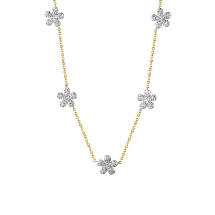 Phillips House 14K Yellow Gold Five Station Forget-Me-Not Petite Flower Necklace - N2604DY