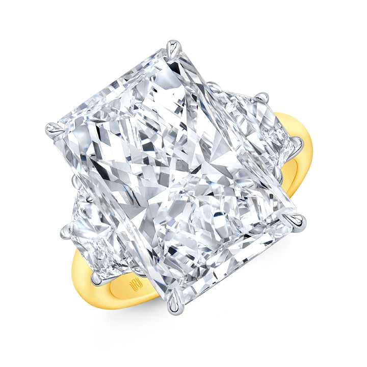 Rahaminov 18K Yellow Gold 8.00ct Radiant Cut Three-Stone Engagement Ring - FL-3937
